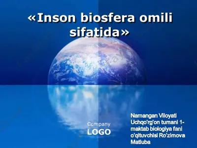 "inson biosfera omili sifatida" — PPT