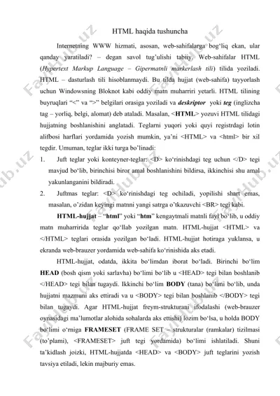 html haqida tushuncha — DOC