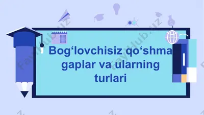 bog‘lovchisiz qo‘shma gaplar va ularning turlari — PPTX