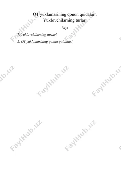 ot yuklamasining qonun qoidalari. yuklovchilarning turlari — DOC