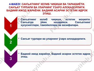 san'atning kelib chiqishi va taraggiyoti — PPT