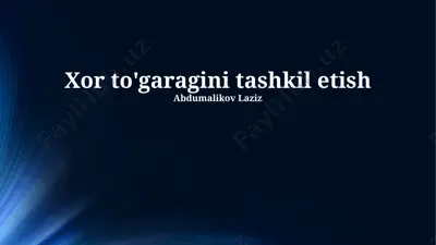 xor to'garagini tashkil etish — PPTX