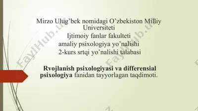 maktabgacha yoshdagi bolalarning psixik taraqqiyoti — PPTX