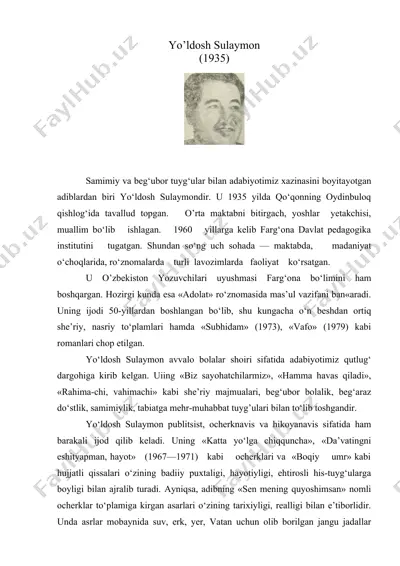 yo’ldosh sulaymon — DOC
