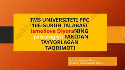 psixalogiya fanining dolzarb vazifalari, predmeti va metodlari — PPTX