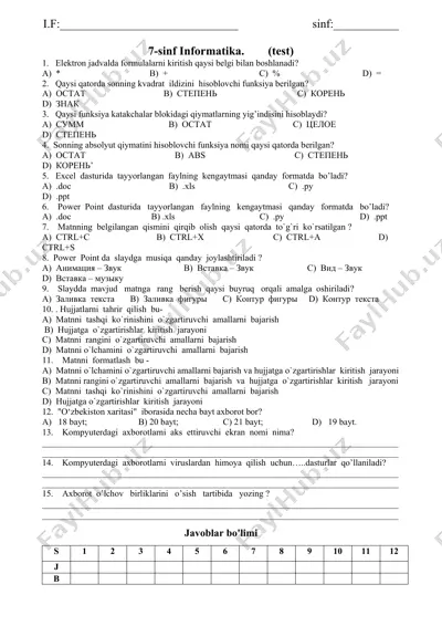 elektron jadvalda formulalarni kiritish — DOCX