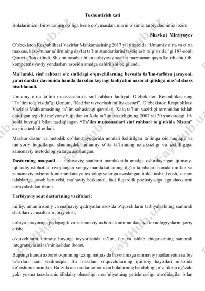 tarbiyaviy soatlar va sinf rahbari faoliyati — DOCX