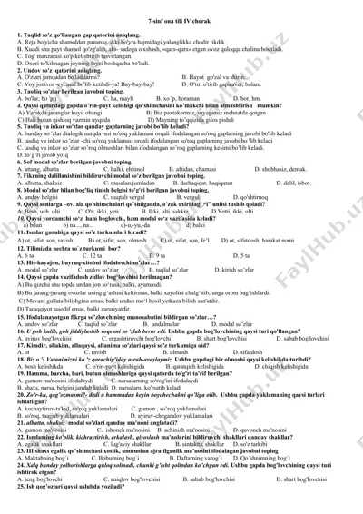 7-sinf ona tili iv chorak — DOCX