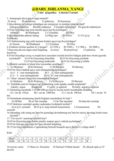 geografiya sinov testi — DOCX