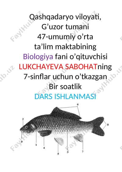 biologiya fanini o'qitish uchun dars ishlanmasi — DOCX