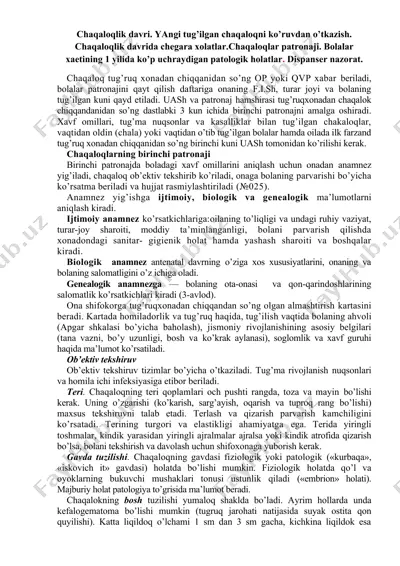chaqaloqlik davri va birinchi patronaj — DOCX