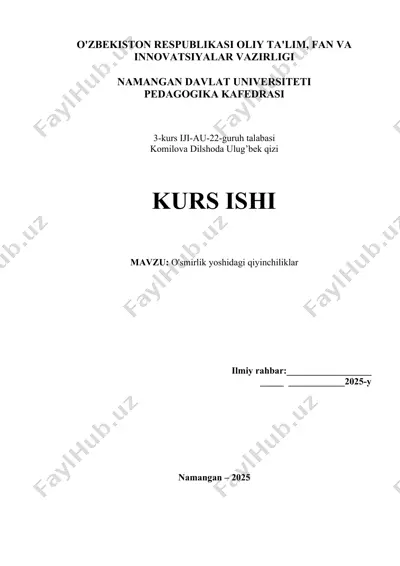 o'smirlik yoshidagi qiyinchiliklar — DOCX