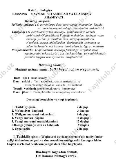 vitaminlar va ularning ahamiyati — DOCX