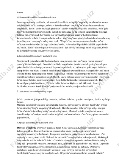 psixosomatik keselliklar haqida — DOCX