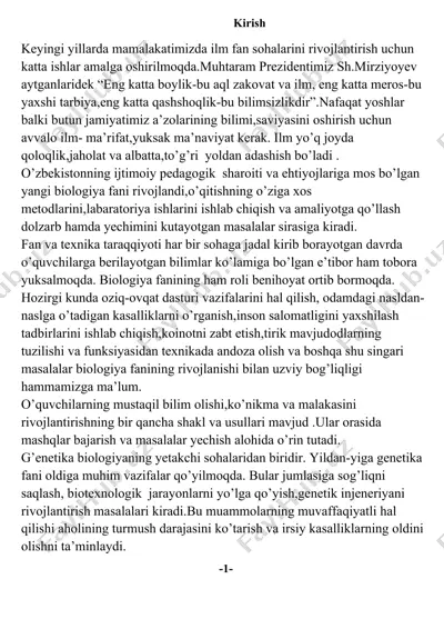 biologiya fanining o‘quvchilarga o‘qitish metodlari — DOCX