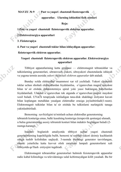 past va yuqori chastotali fizioterapevtik apparatlar — DOCX