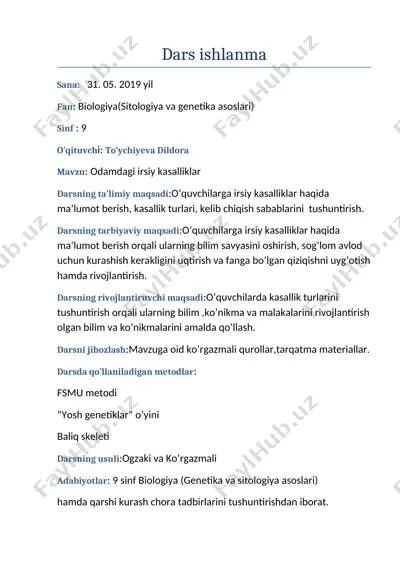 odamdagi irsiy kasalliklar — DOCX