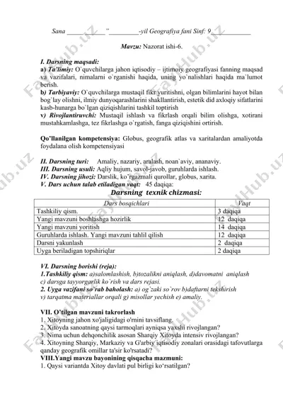 geografiya fanidan nazorat ishi-6 — DOCX