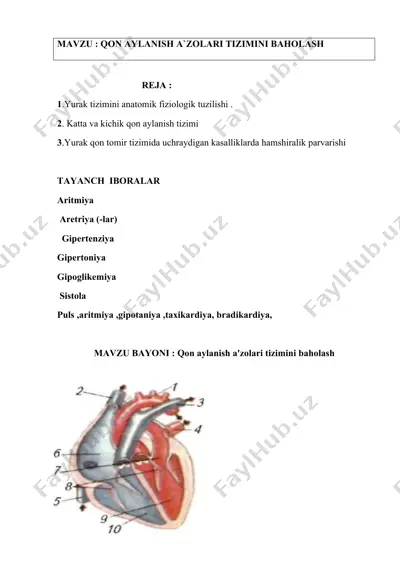 qon aylanish a'olari tizimini bohqarish — DOCX