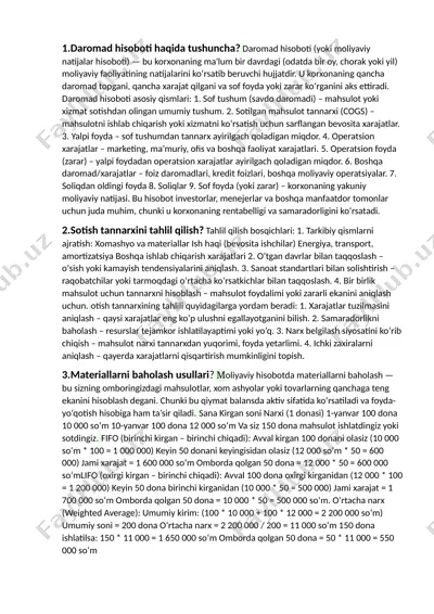 daromad hisoboti haqida tushuncha — DOCX