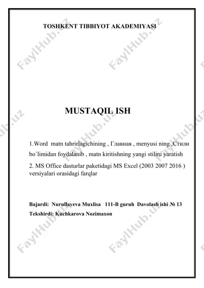 matn tahrirlash va ms office dasturlarini ta'lim olish — DOCX