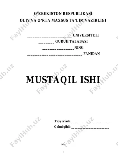 mustaqil ish "gomeostaz haqida tushuncha. organizmning biologik suyuqliklari. qonningshaklli elementlari: leykotsitlar" — PDF