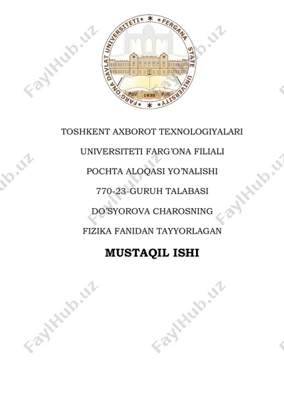 fizika fanidan tayyorlangan mustaqil ish — PDF