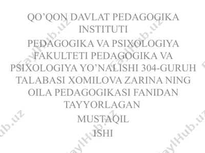 abdurauf fitratning oila tarbiyasi haqidagi o'z qarashlari va fikrlari — PPTX