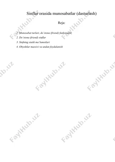 sinflar orasida munosabatlar (dasturlash) — DOC