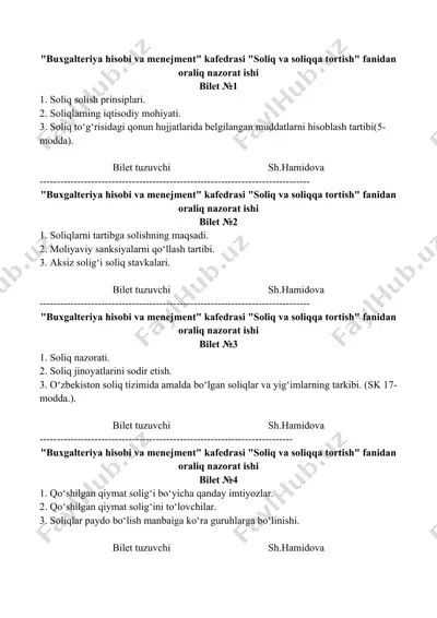 buxgalteriya hisobi va menejment - biletlar — DOCX