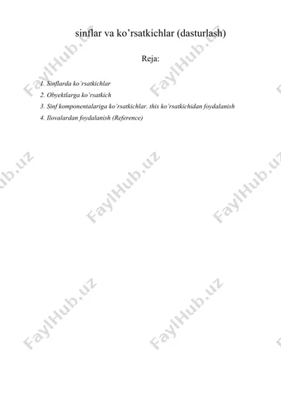 sinflar va ko’rsatkichlar (dasturlash) — DOC