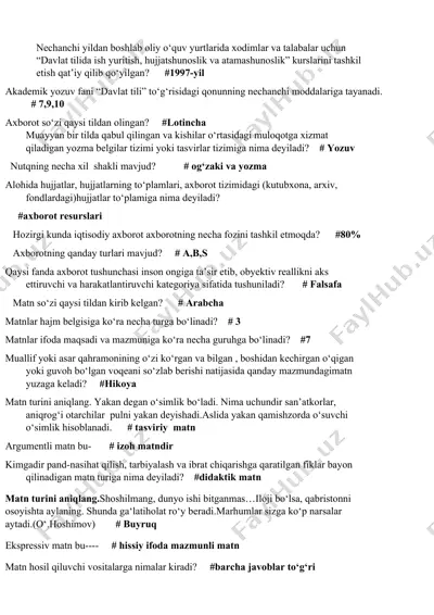 davlat tilida ish yuritish, hujjatshunoslik va atamashunoslik kurslari — DOCX