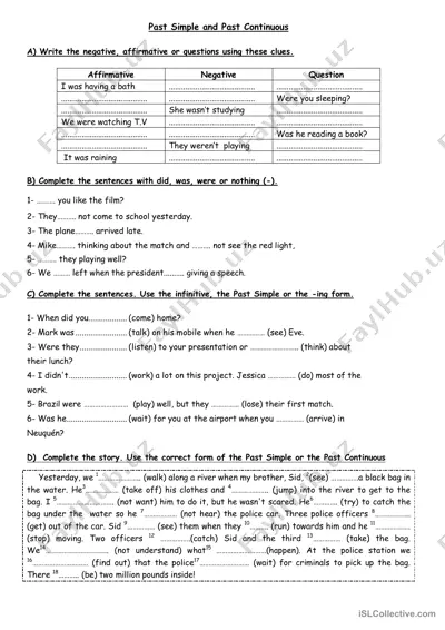 past simple and past continuous — PDF