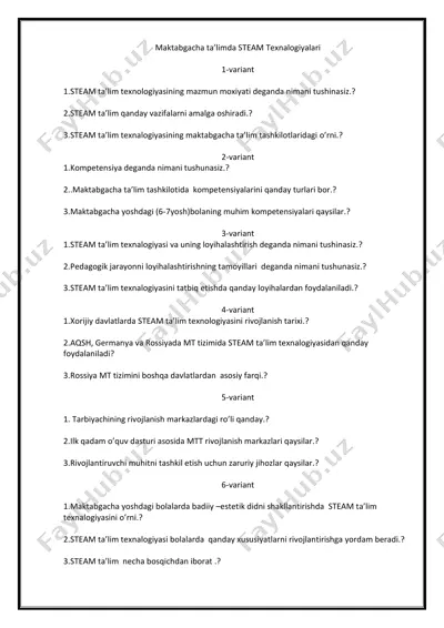 maktabgacha ta’limda steam texnalogiyalari — PDF