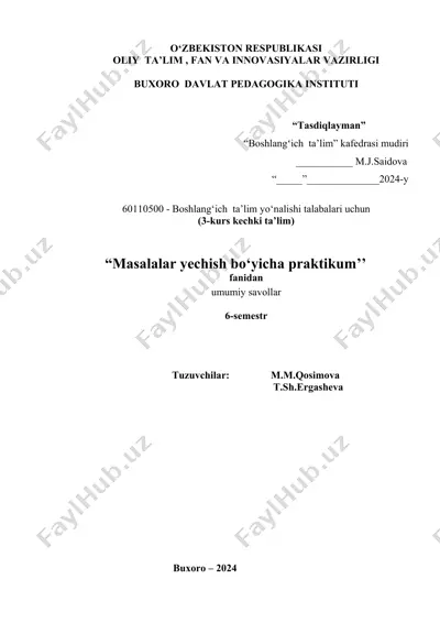 masalalar yechish bo‘yicha praktikum — DOCX