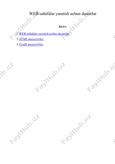 web-sahifalar yaratish uchun dasturlar — DOC