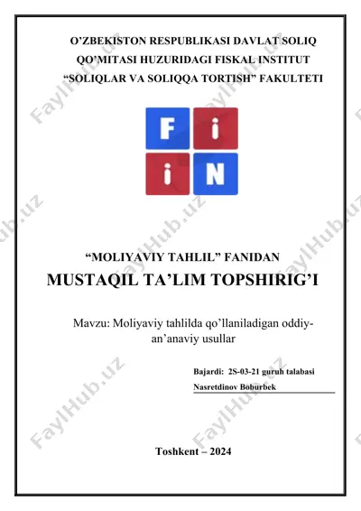 moliyaviy tahlilning maqsad va vazifalari — DOCX