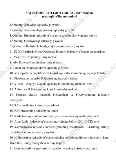 iqtisodiy ta’limotlar tarixi — DOCX