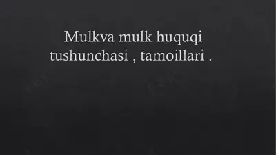 mulk va mulk huquqi tushunchasi — PDF