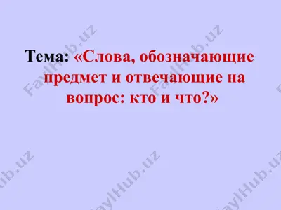 "слова, обозначающие предмет и отвечающие на вопрос: кто и что?" — PPT
