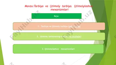 tarbiya va ijtimoiy tarbiya. ijtimoiylashuv mexanizmlari — PPTX