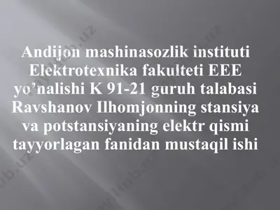 generatorlarning maydonini avtomatik rostlash (arv) — PPTX