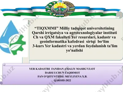yer kadastri fanidan amaliy mashg‘ulot uchun taqdimot — PPTX