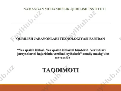 handaqni qazishda yer ishlari hajmini hisoblash taqdimoti — PPT