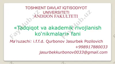 tadqiqot va akademik rivojlanish ko‘nikmalari — PPTX