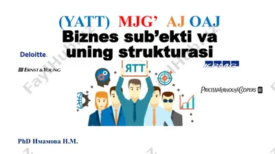 (yatt) mjg’ aj oaj biznes sub’ekti va uning strukturasi; oilaviy tadbirkorlik sub’ekti — PPTX
