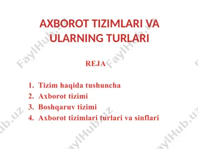 axborot tizimlari va ularning turlari — PPTX