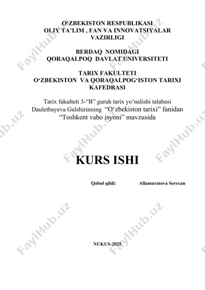 "toshkent vabo isyoni" — DOCX