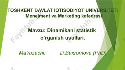 dinamikani statistik o’rganish usullari — PPTX