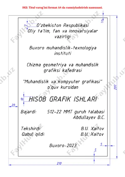 hgi: titul varag’ini format a4 da rasmiylashtirish namunasi. — DOCX